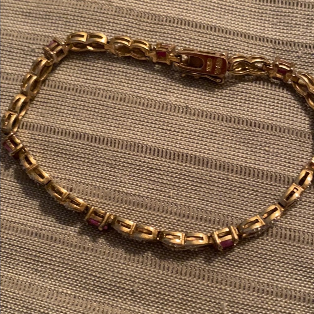 Sterling Silver Ruby Real Ruby Stone Bracelet - image 4